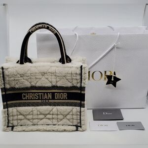 Dior Book Tote Cannage Quilt Shearling Small Bag